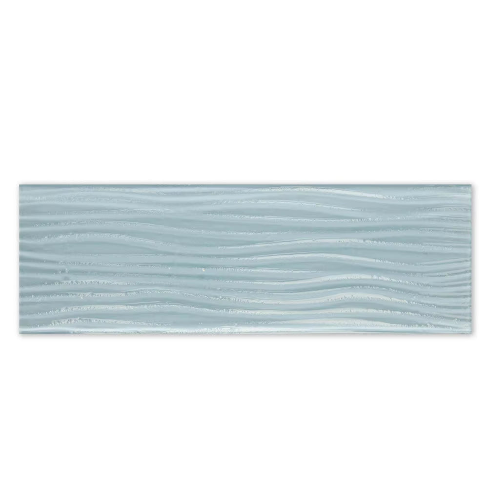 Kitchen Arch Crystal Glossy Blue Wave Glass Mosaic Tile