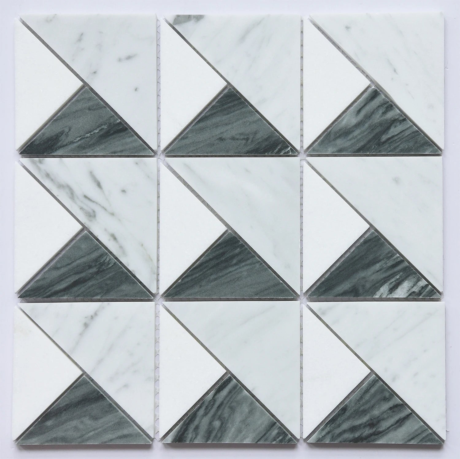 Wholesale Triangle White Mixed Grey Color Marble Mosaic Tiles Popular Good Quality Marble Mosaic Tiles