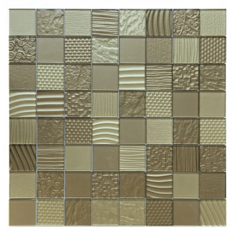 Stock High Quality Golden Glass  Mosaic Tile for Wall and Floor