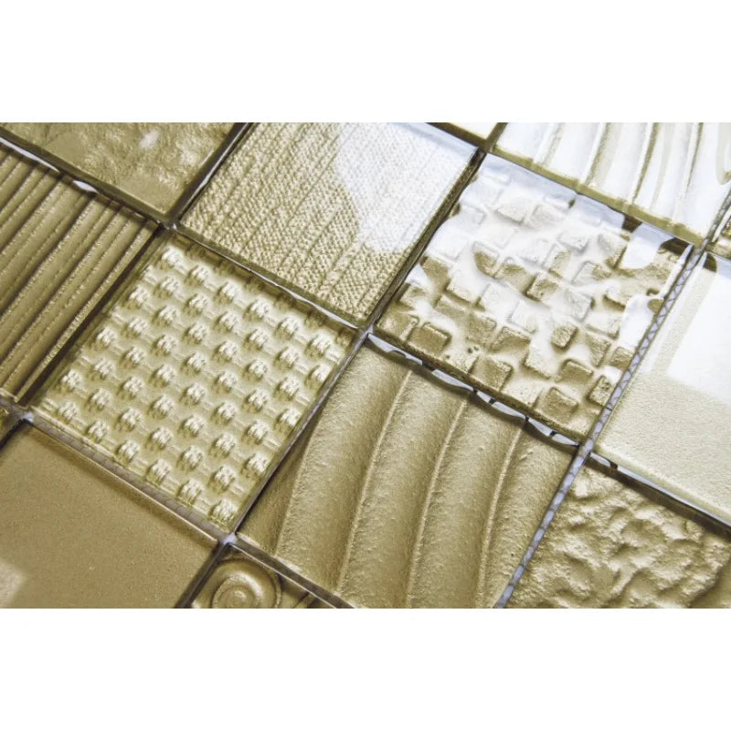 Stock High Quality Golden Glass  Mosaic Tile for Wall and Floor