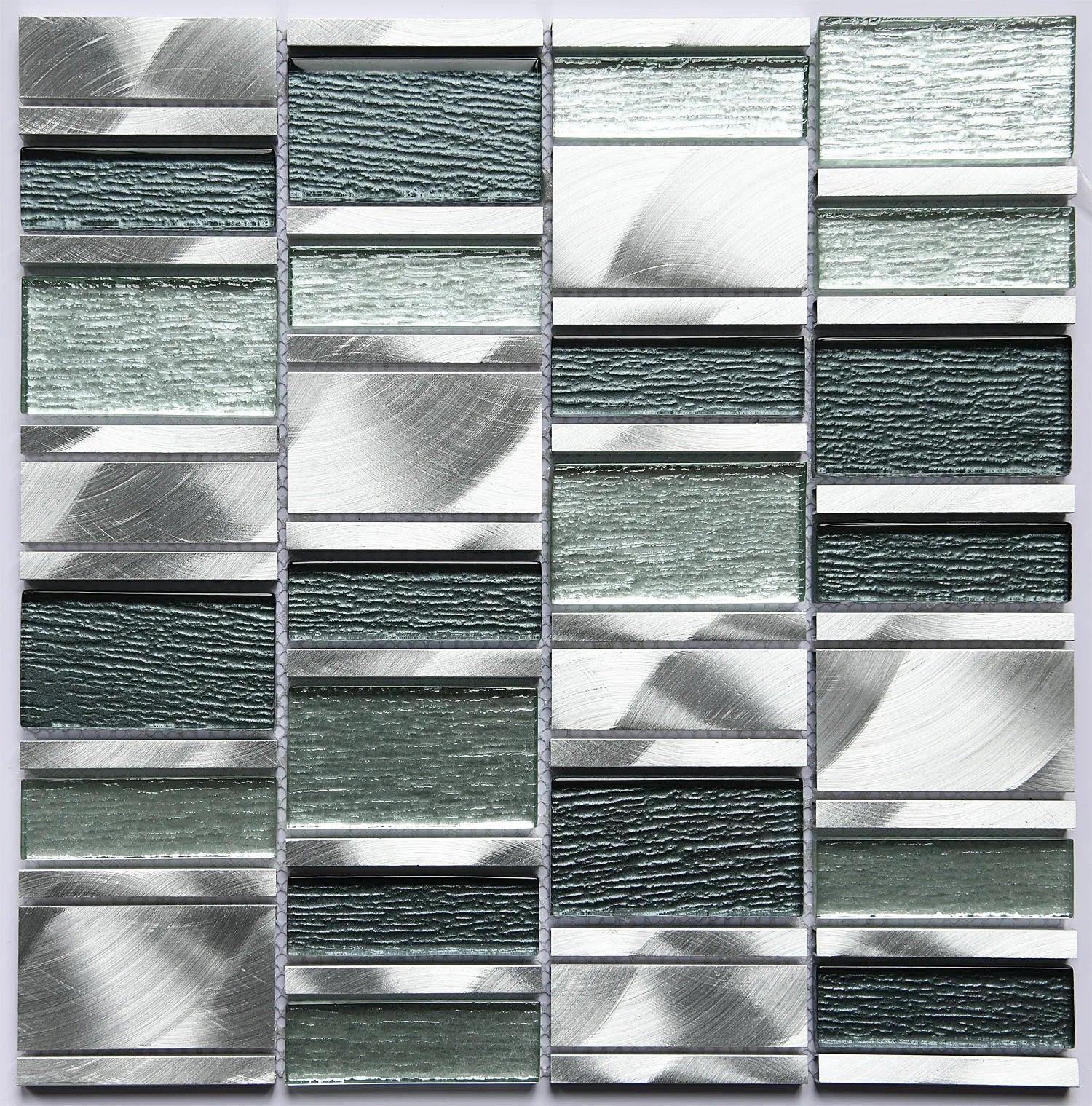 Crystal Wall Tile Glass Strip Mixed Metal Mosaic Glass Tile