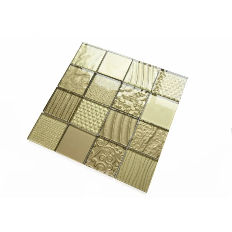 Stock High Quality Golden Glass  Mosaic Tile for Wall and Floor