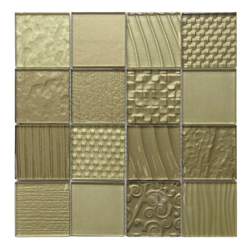 Stock High Quality Golden Glass  Mosaic Tile for Wall and Floor