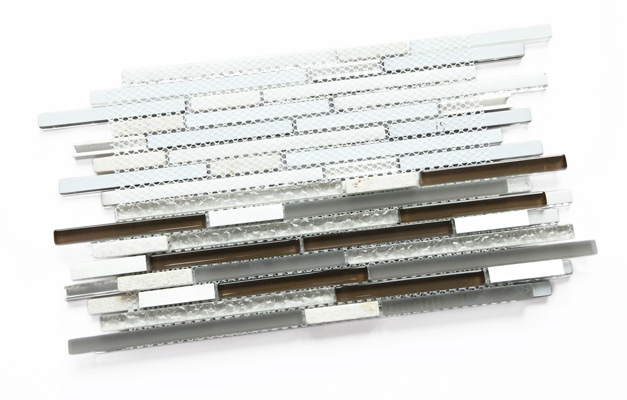 Stone and Glass Mosaic Tile Wholesale Strip Mixed Color Stone and Glass Mosaic Tile