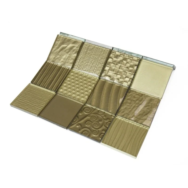 Stock High Quality Golden Glass  Mosaic Tile for Wall and Floor