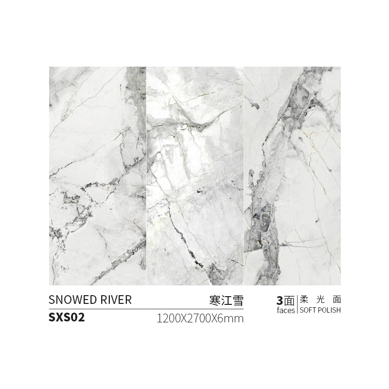 Thin Rock Slab 1200 × 2700mm Hanjiang Snow Modern Minimalist TV Background Wall Living Room Light Luxury Tiles